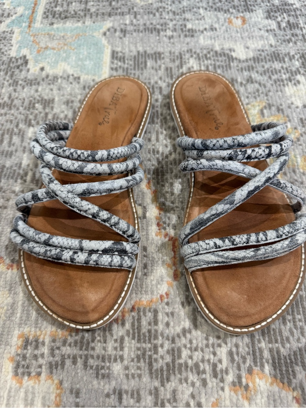 Diba True Cedar Cove Women’s 6.5 Snake Print Leather Strappy Slide Sandals